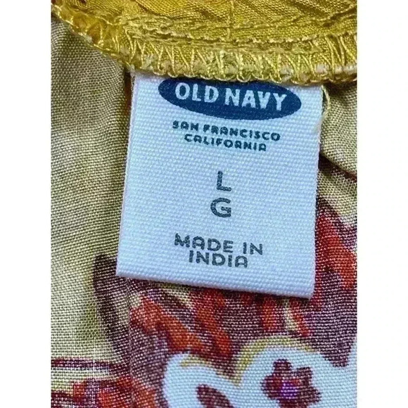 Old Navy Mustard Floral Off Shoulder Bell Sleeve Dress Size Large - Picture 5 of 6